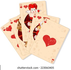 Illustration of Hearts royal flush