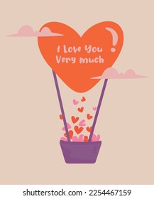  illustration of a heart-shaped Air Balloon with the Text I love You Very Much