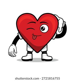 Ilustración de un personaje en forma de corazón con una expresión. Adecuado para su uso como elemento en diseños con temas de parejas, día de San Valentín, y otros.