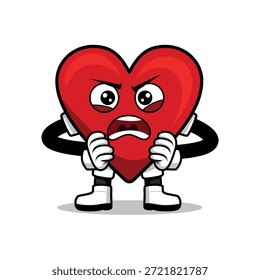 Illustration of a heart-shaped character with an expression. Suitable for use as an element in designs with themes of couples, Valentine's Day, and others.