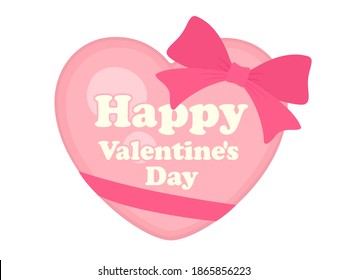 Illustration of a heart-shaped chocolate with a ribbon.