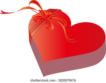 Illustration of a heart-shaped gift with a cute ribbon