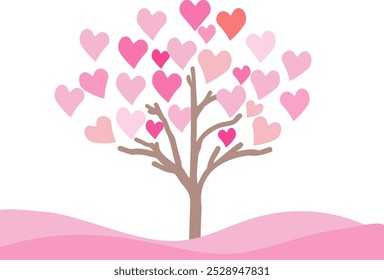 Ilustración de un árbol frondoso en forma de corazón