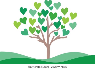 Ilustración de un árbol frondoso en forma de corazón