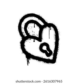 Illustration of a heart-shaped padlock sprayed with graffiti art