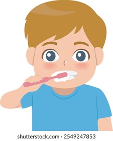 illustration of a heathy kid taking care of his teeth tooth brush