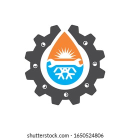 Illustration of Heating and Cooling logo design template 