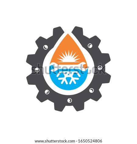 Illustration of Heating and Cooling logo design template 
