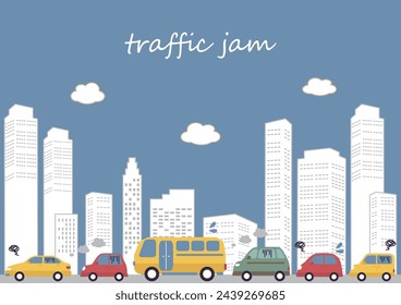 Illustration of Heavy Traffic Jam with Many Cars