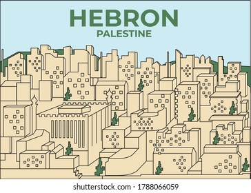 Illustration of Hebron City, Palestine. Background Vector Eps10