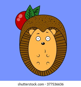 Illustration hedgehog with apple