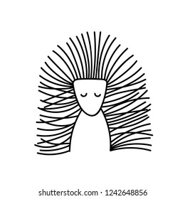 Illustration with hedgehog in line style