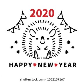 Illustration of hedgehog new year material.