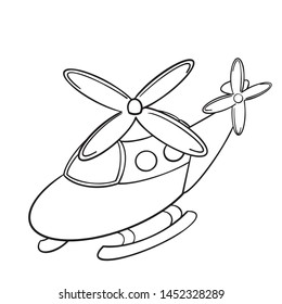 Illustration of helicopter. Perfect for coloring book,  textiles, icon, web, painting, children's books, t-shirt printing, poster for kids room decor.  Outline. Vector version.