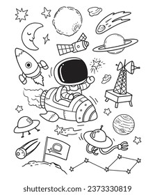 Illustration hello space doodle, space doodle