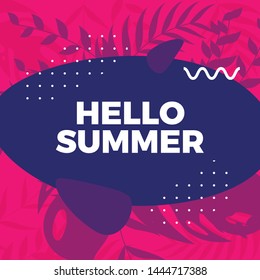 Illustration hello summer with background abstrack