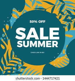 Illustration hello summer with background abstrack