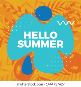 Illustration hello summer with background abstrack