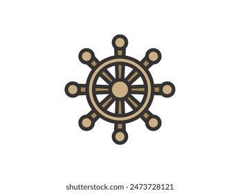 Illustration of a helm icon (line drawing color).