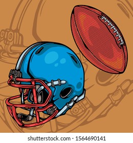 Illustration Of Helmet And Ball In American Football Sport