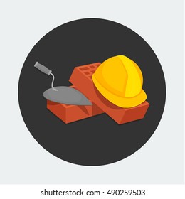 ilustración del icono de Helmet Bricks y Trowel