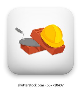 illustration of Helmet Bricks and Trowel icon