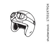 Illustration of a helmet to drive in a line art style