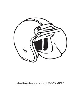 Illustration of a helmet to drive in a line art style