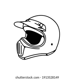 Illustration of a helmet to drive in a line art style