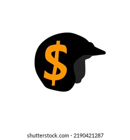 an illustration of a helmet icon with a money symbol