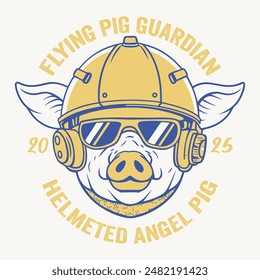 illustration helmeted angle pig logo