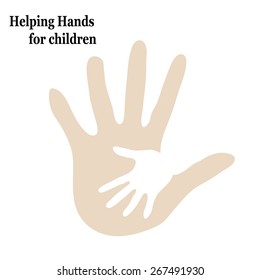 Illustration help children embrace two hands