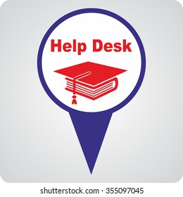 Illustration of a help desk icon with a graduation cap