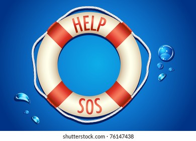 illustration of help and sos written on lifebouy