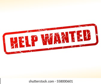 Illustration of help wanted text stamp