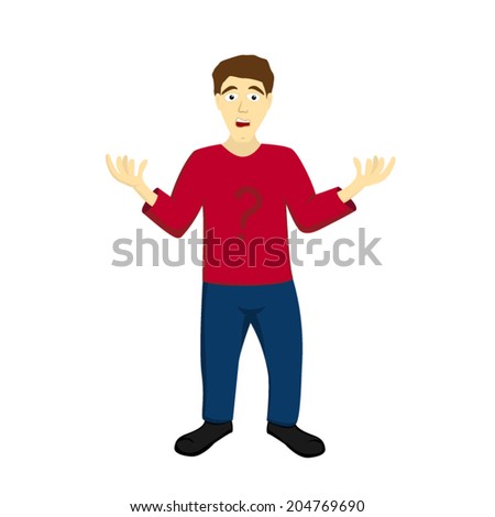 Illustration of a helpless undecided man