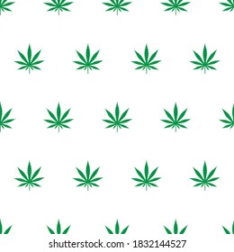 illustration hemp leaves seamless vector pattern background.