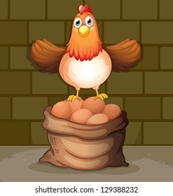 Illustration of a hen above the eggs