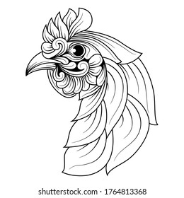illustration of a hen with decoration