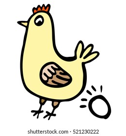 Illustration of a hen and egg on a white background.