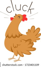 Illustration of a Hen Making a Cluck Sound