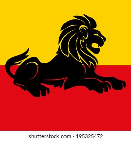 Illustration of a heraldic rampant lion