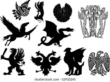 illustration with heraldic symbol isolated on white background