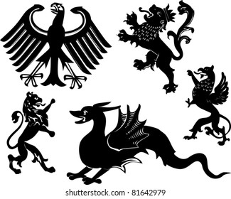 illustration with heraldic symbol isolated on white background