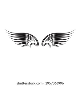 illustration of heraldic wings black line over white background