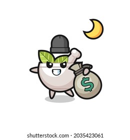 Illustration of herbal bowl cartoon is stolen the money , cute style design for t shirt, sticker, logo element