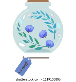 Illustration of a Herbarium (round, blue)