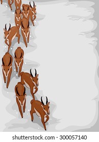 Ilustración de una manada de antílopes que emigran para escapar de la temporada invernal