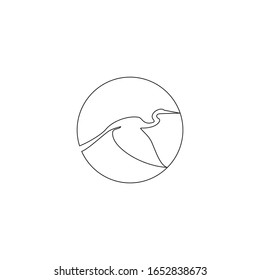 Illustration heron or stork, flamingo animal silhouette standing in the water logo design  vector 