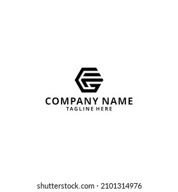 illustration hexagon FG logo template letter vector